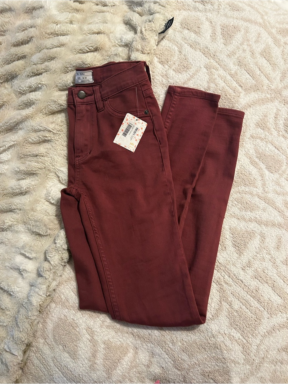 Free People Skinny Jeans in Deep Burgundy
